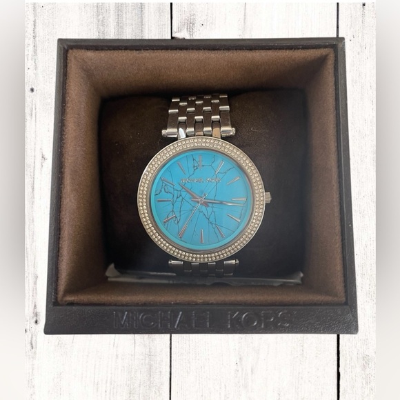 Michael Kors Women’s Silver and Turquoise Dial Face with Crystals Darci MK3403 - Picture 2 of 11